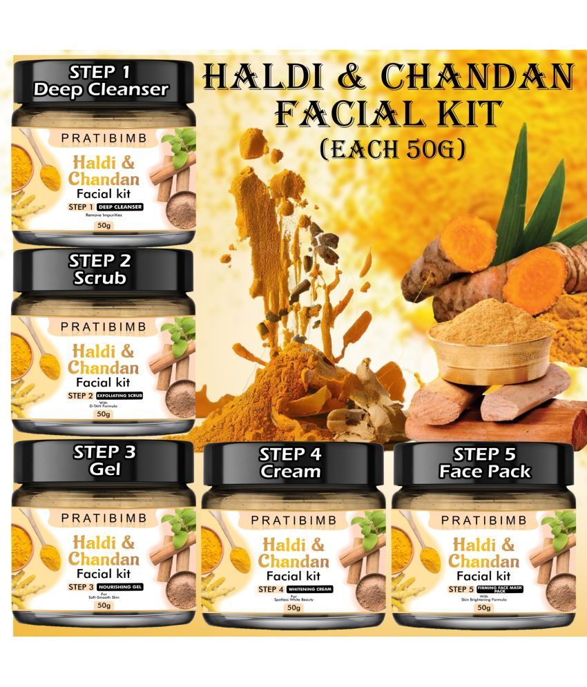     			Pratibimb Chandan Facial 3 Times Use Facial Kit For Oily Skin Haldi Chandan 50 ( Pack of 5 )