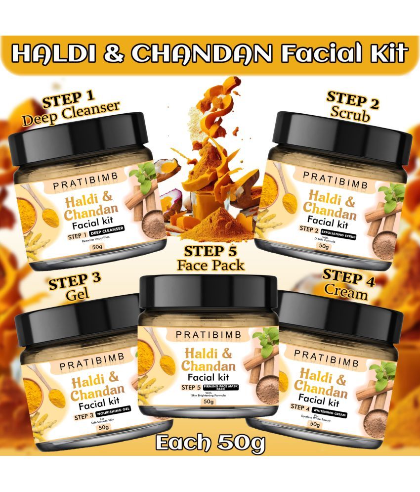     			Pratibimb Chandan Facial 3 Times Use Facial Kit For Dry Skin Haldi Chandan 50 ( Pack of 5 )