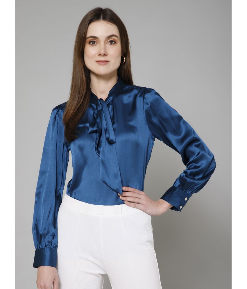     			Purys Blue Satin Women's Regular Top ( Pack of 1 )