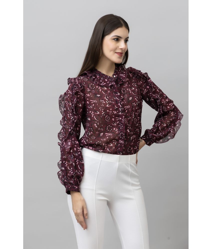     			Purys Maroon Polyester Women's Shirt Style Top ( Pack of 1 )