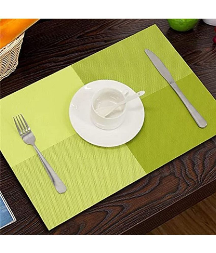     			RAMDEV ENTERPRISE PVC Textured Rectangle Table Mats ( 30 cm x 45 cm ) Pack of 4 - Green