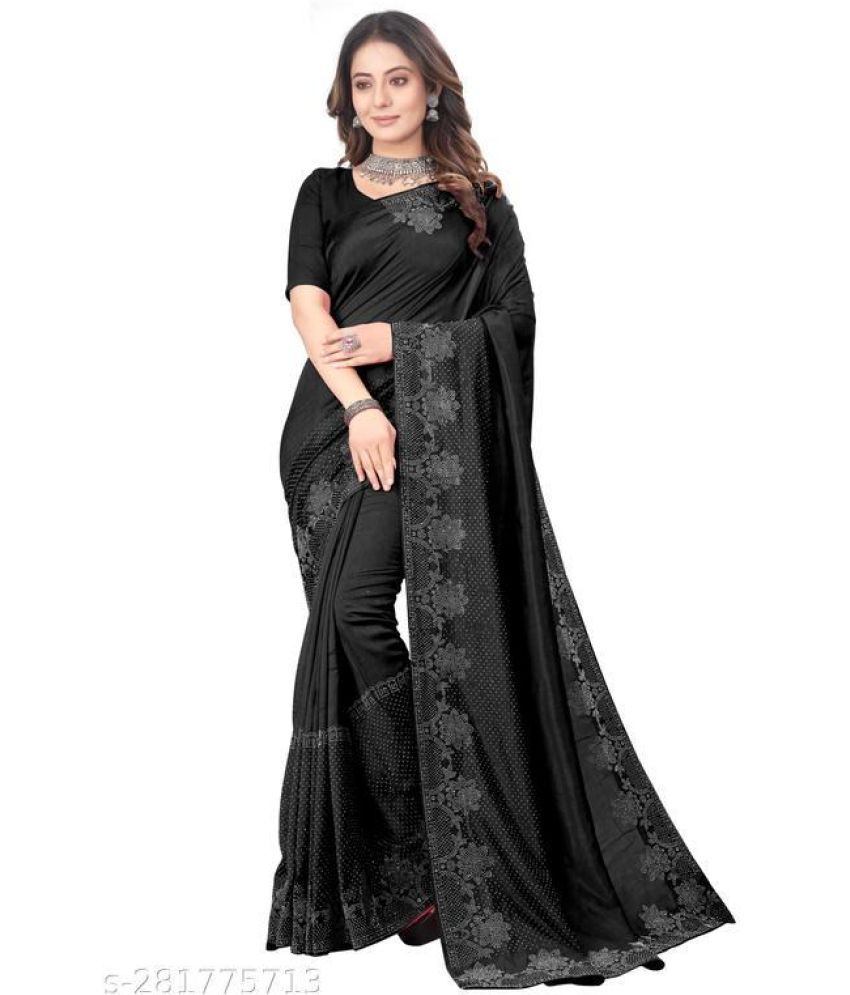     			Shivadit ethnic Georgette Embroidered Saree With Blouse Piece - Black ( Pack of 1 )