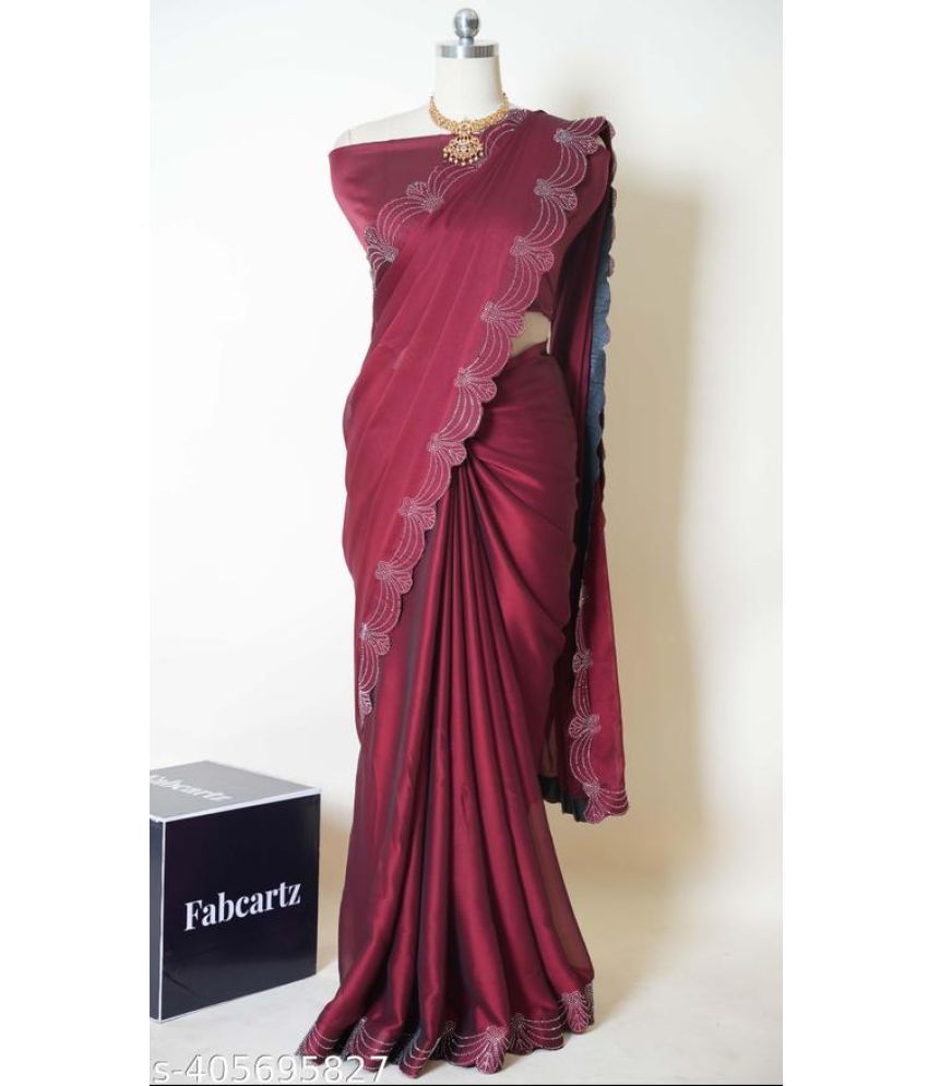     			Shivadit ethnic Georgette Embroidered Saree With Blouse Piece - Maroon ( Pack of 1 )