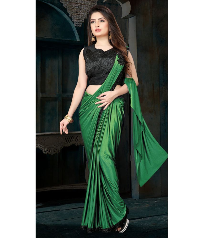     			Shivadit ethnic Lycra Embroidered Saree With Blouse Piece - Green ( Pack of 1 )