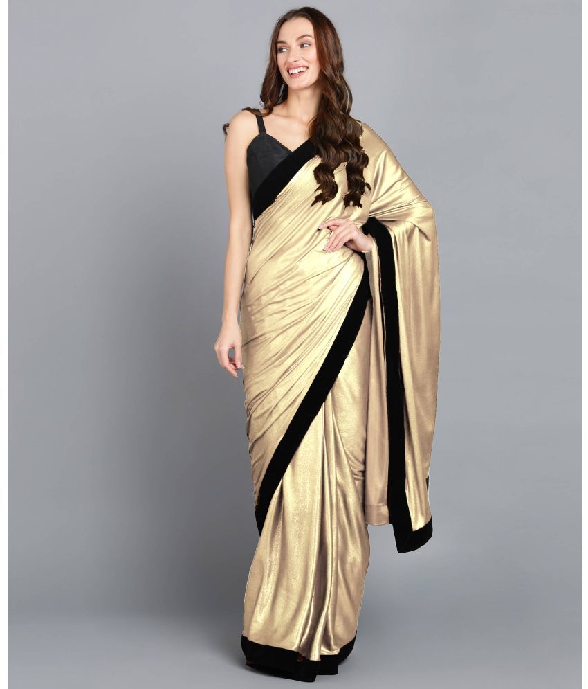     			Shivadit ethnic Lycra Self Design Saree With Blouse Piece - Gold ( Pack of 1 )