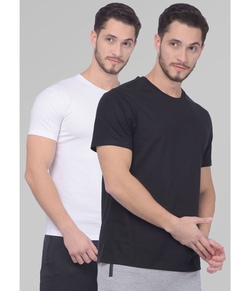     			Zeal G Cotton Slim Fit Solid Half Sleeves Men's T-Shirt - White ( Pack of 2 )