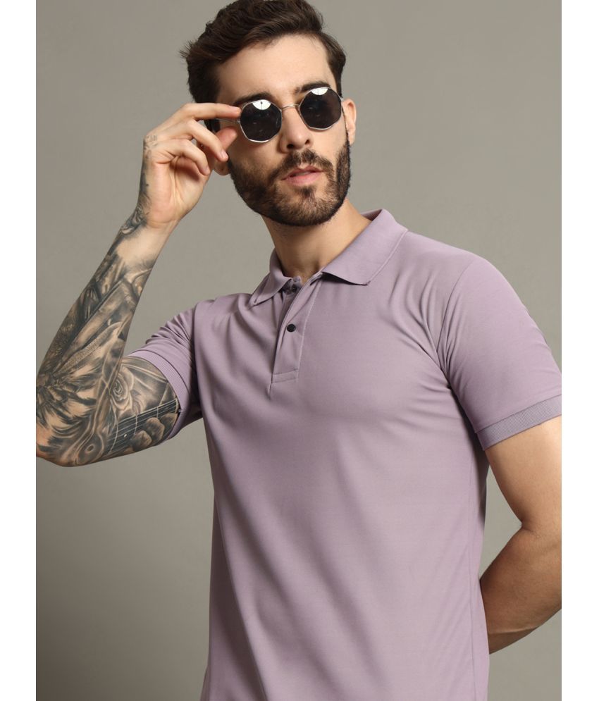     			AAUSTRIA Cotton Blend Regular Fit Solid Half Sleeves Men's Polo T Shirt - Purple ( Pack of 1 )