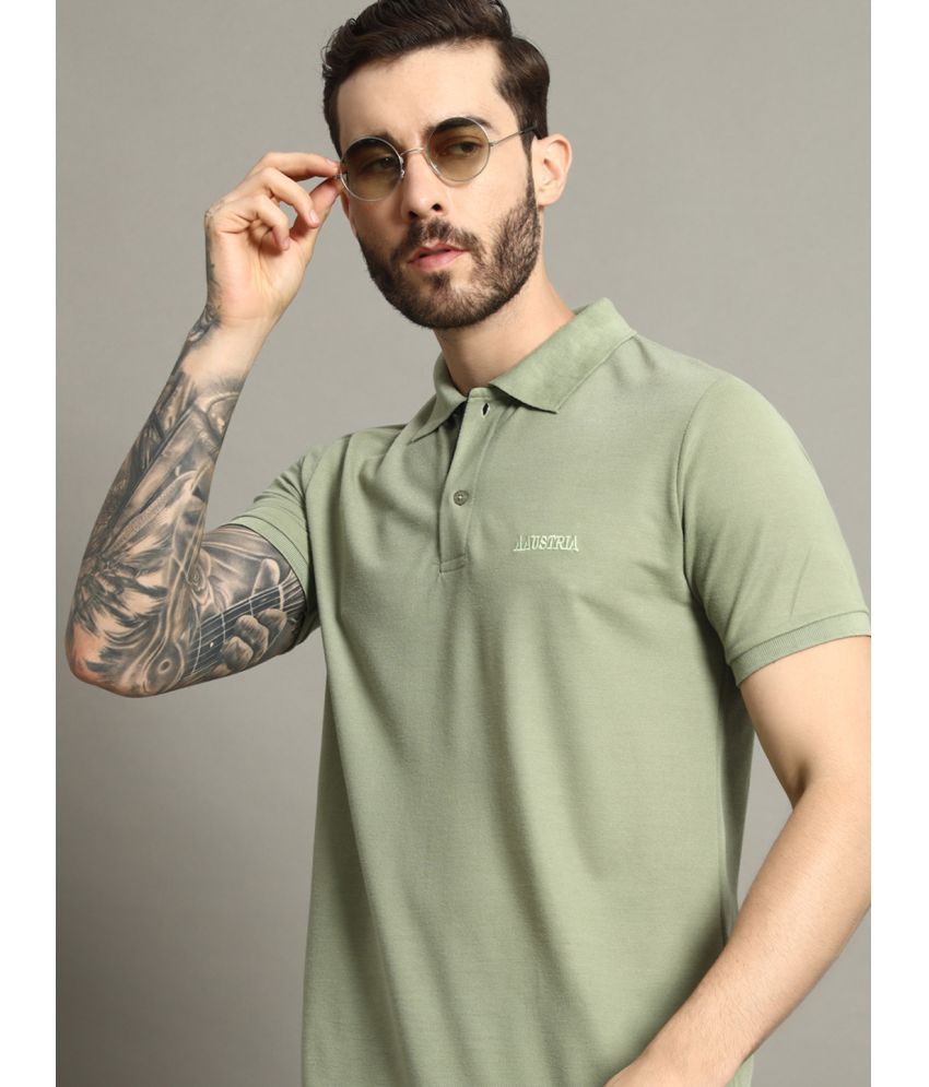     			AAUSTRIA Cotton Blend Regular Fit Solid Half Sleeves Men's Polo T Shirt - Mint Green ( Pack of 1 )