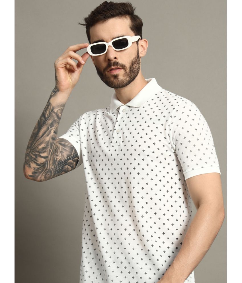     			AAUSTRIA Cotton Blend Regular Fit Printed Half Sleeves Men's Polo T Shirt - White ( Pack of 1 )