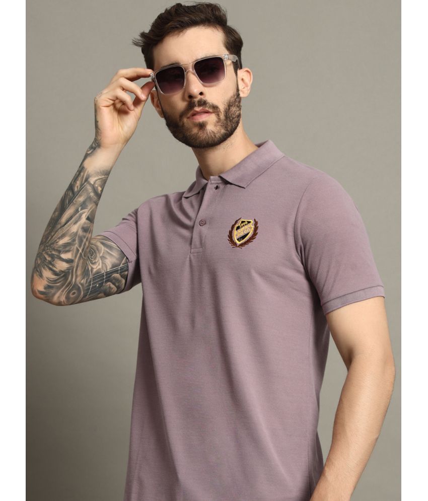     			AAUSTRIA Cotton Blend Regular Fit Embroidered Half Sleeves Men's Polo T Shirt - Purple ( Pack of 1 )