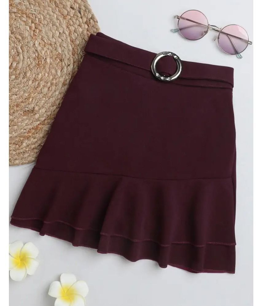     			Addyvero - Maroon Cotton Blend Girls A-Line Skirt ( Pack of 1 )