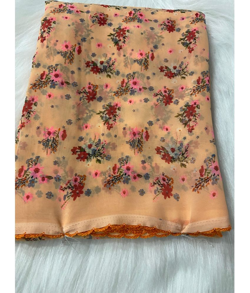     			BHAVIKA SILK MILLS Georgette Printed Saree With Blouse Piece - Peach ( Pack of 1 )