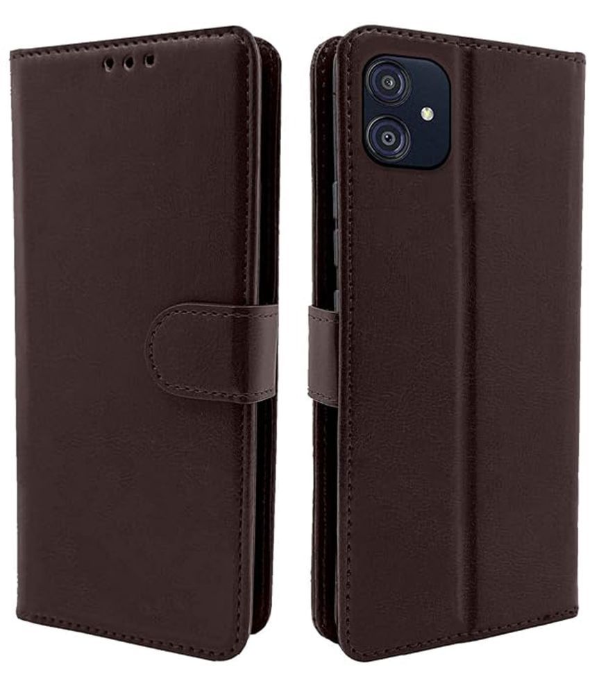     			Brampton Brown Flip Cover Artificial Leather Compatible For Samsung Galaxy M04 ( Pack of 1 )