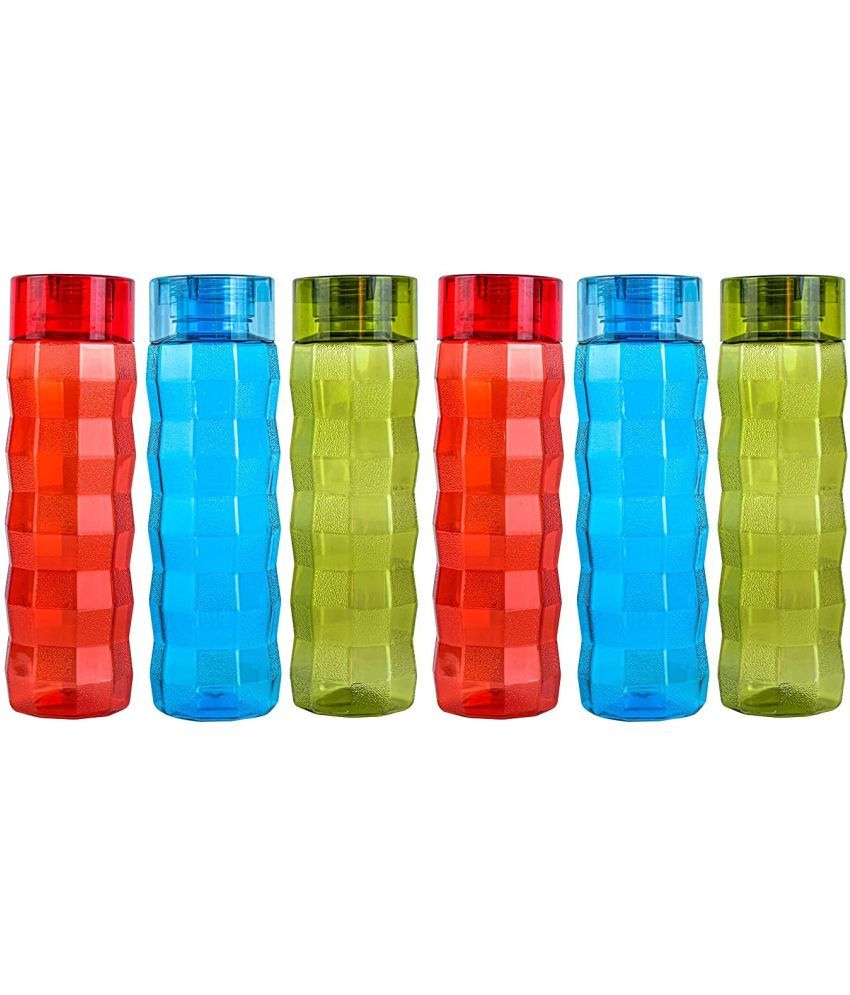     			Dark Sun Kitchenware Fridge Water Bottle School/College/Office Multicolour PET Fridge Water Bottle 1000 mL ( Set of 6 )