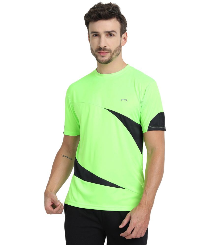     			FTX Polyester Regular Fit Colorblock Half Sleeves Men's T-Shirt - Light Green ( Pack of 1 )