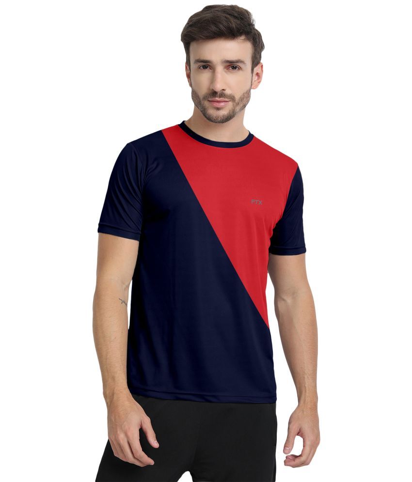     			FTX Polyester Regular Fit Colorblock Half Sleeves Men's T-Shirt - Black ( Pack of 1 )