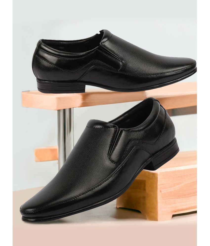     			Fausto Black Men's Slip On Formal Shoes