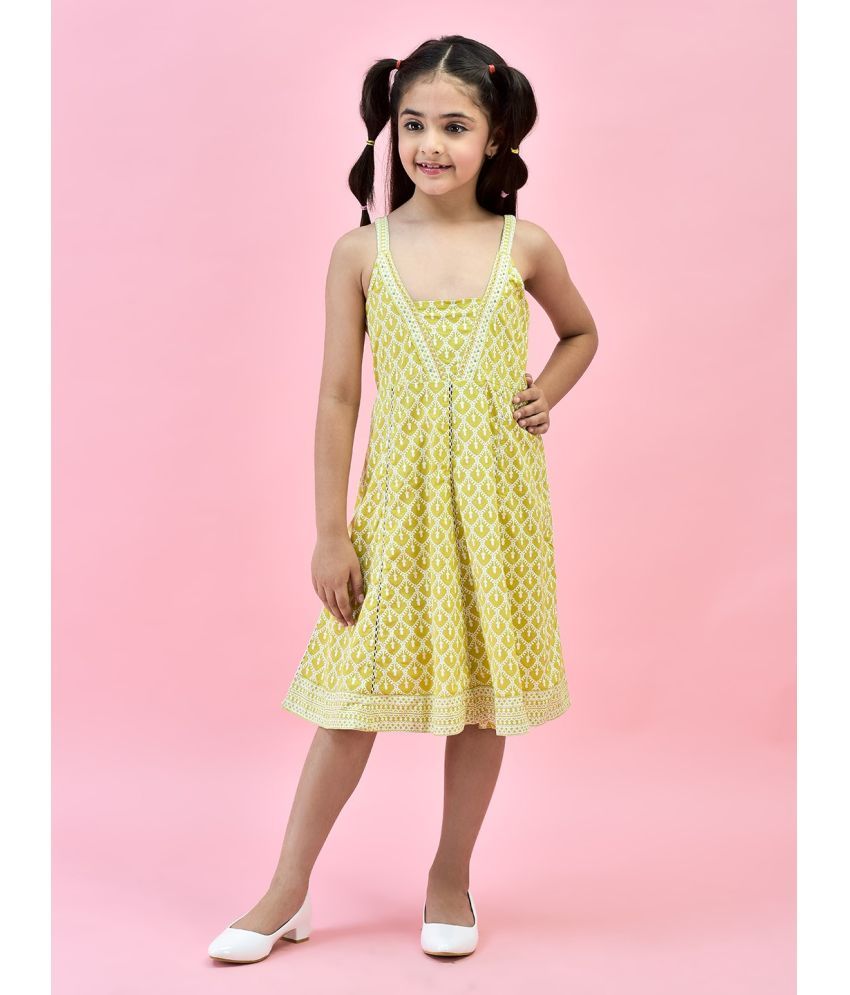     			Juniper Lemon Cotton Girls Fit And Flare Dress ( Pack of 1 )