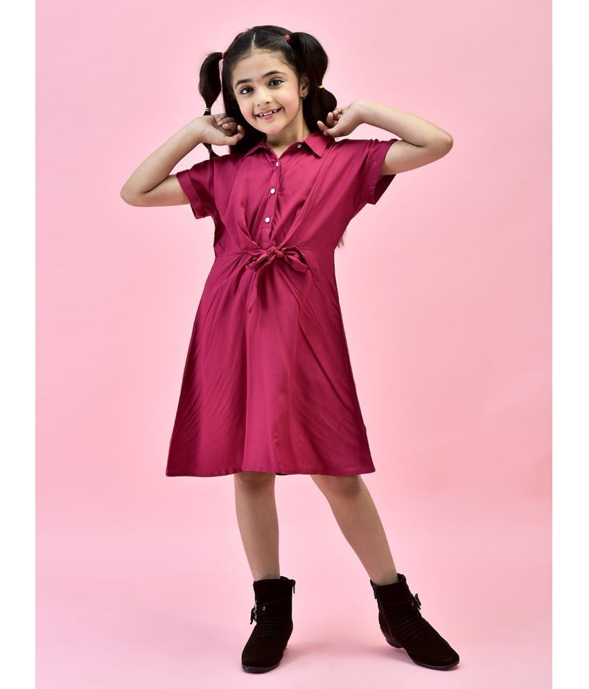     			Juniper Pink Rayon Girls Shirt Dress ( Pack of 1 )