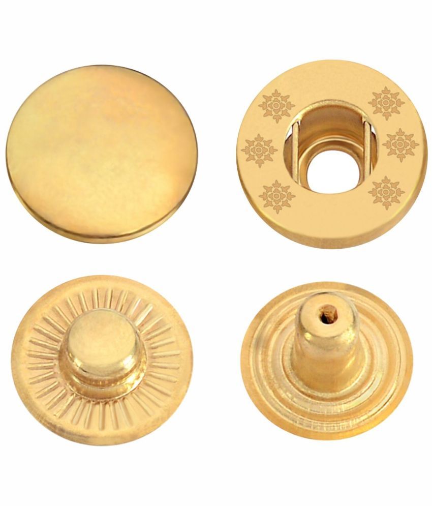     			Jyoti Snap Button (100 Sets of Size VT - 8/15 mm of Brass in Golden Finish) Strong Grip Round Studs Clasp, Fasteners for Sewing, Purses, Bags, Leather, Clothes and DIY Works - Pack of 1