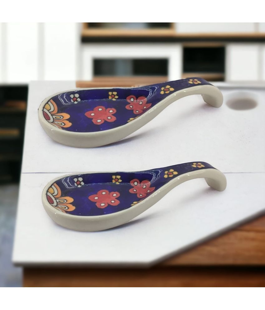     			Malaikah Dark Blue Ceramic Table Spoon ( Pack of 2 )