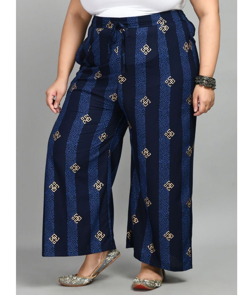     			PrettyPlus by Desinoor.com Navy Rayon Wide leg Women's Palazzos ( Pack of 1 )