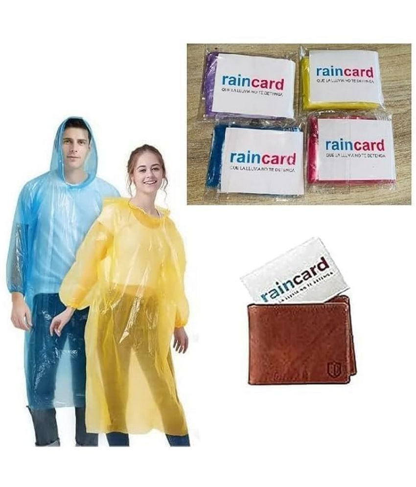     			Rain Card Pack 5 pcs Disposable Pocket Size Easy to Carry Unisex Raincoat 100% Waterproof and Credit Card Size Raincoat