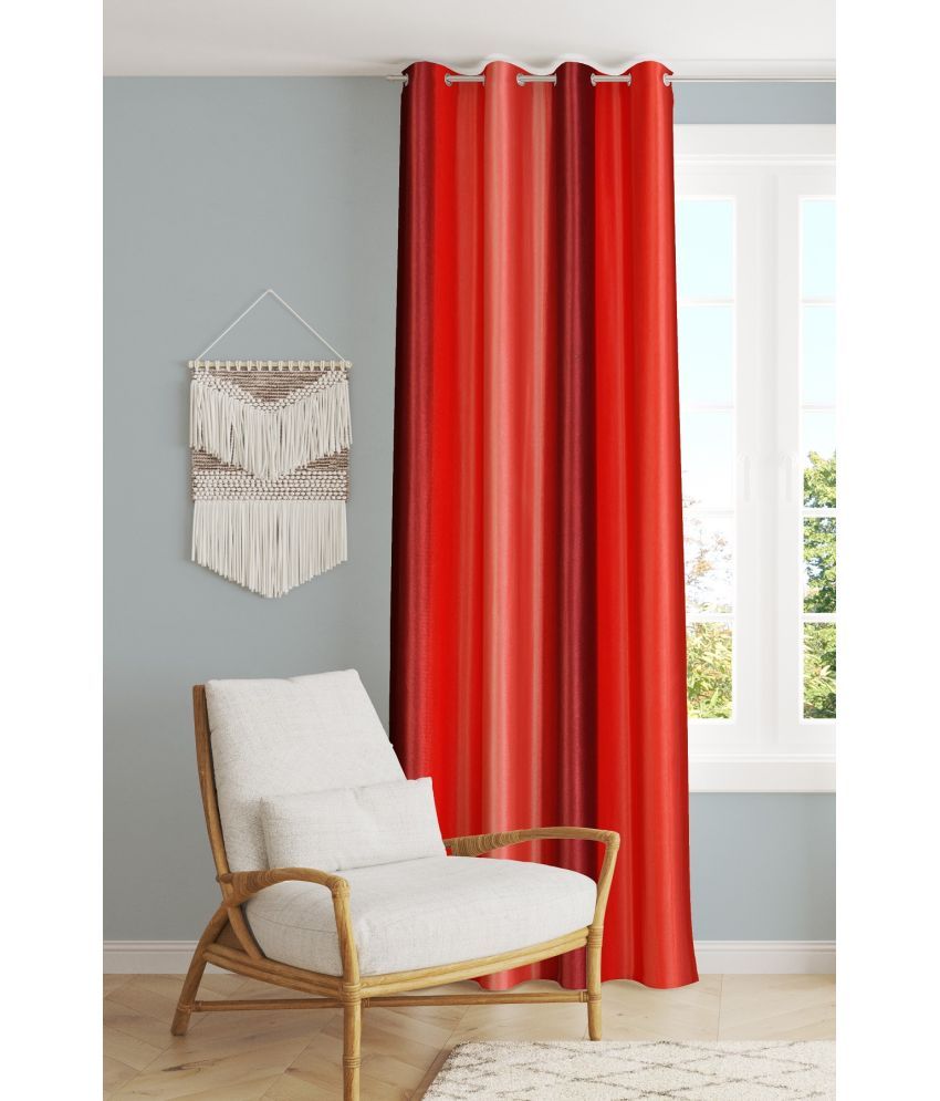     			SWIZIER Colorblock Room Darkening Eyelet Curtain 7 ft ( Pack of 1 ) - Maroon