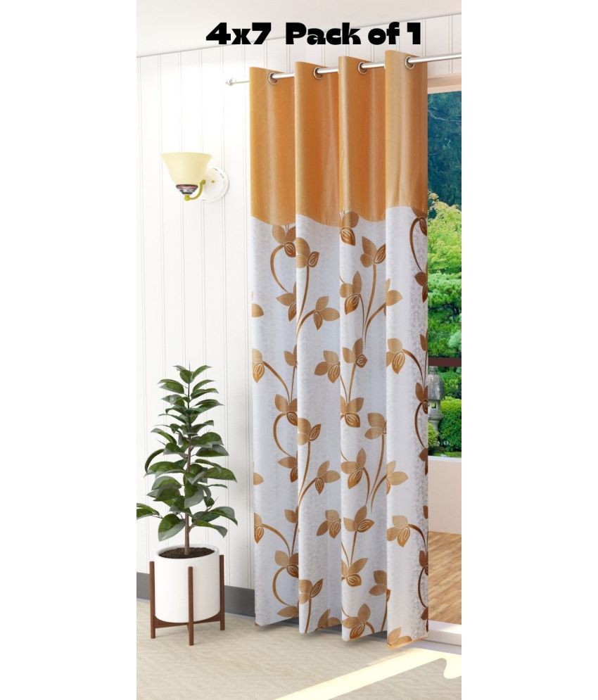     			SWIZIER Nature Room Darkening Eyelet Curtain 7 ft ( Pack of 1 ) - Gold