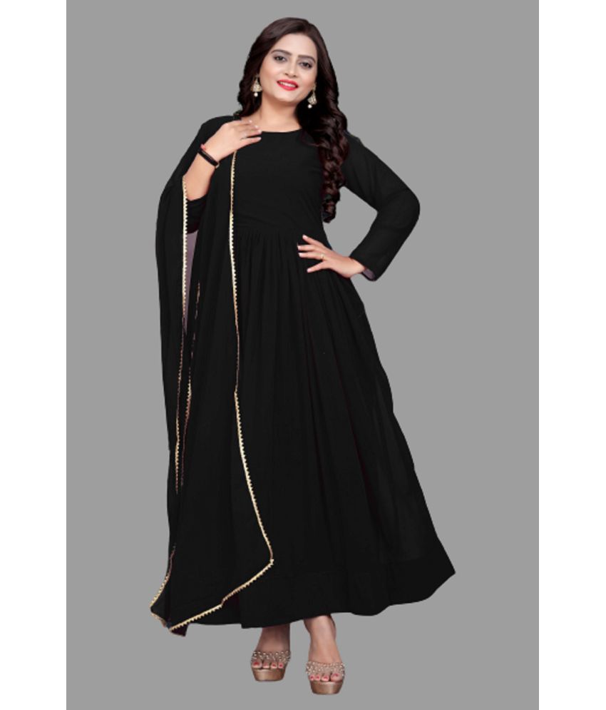     			Aika Black Flared Georgette Women's Stitched Ethnic Gown ( Pack of 1 )