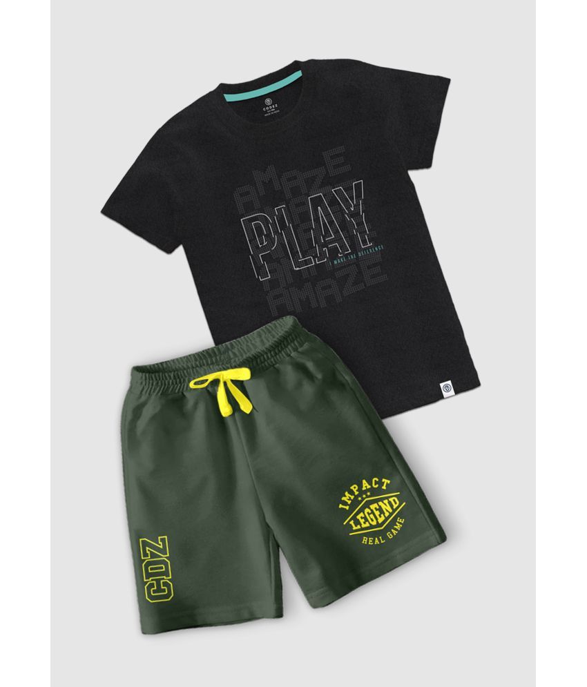     			CODEZ Pack of 1 Boys Cotton Blend T-Shirt & Shorts ( Multicolor )