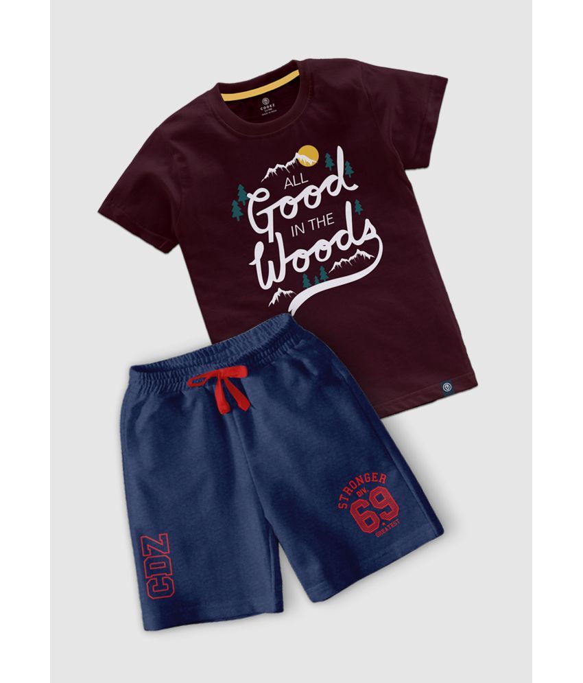     			CODEZ Pack of 1 Boys Cotton Blend T-Shirt & Shorts ( Multicolor )