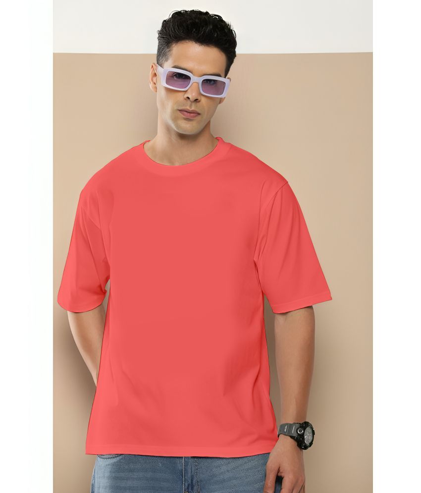     			FLYIND Pack of 1 Cotton Oversized Fit Men's T-Shirt ( Peach )