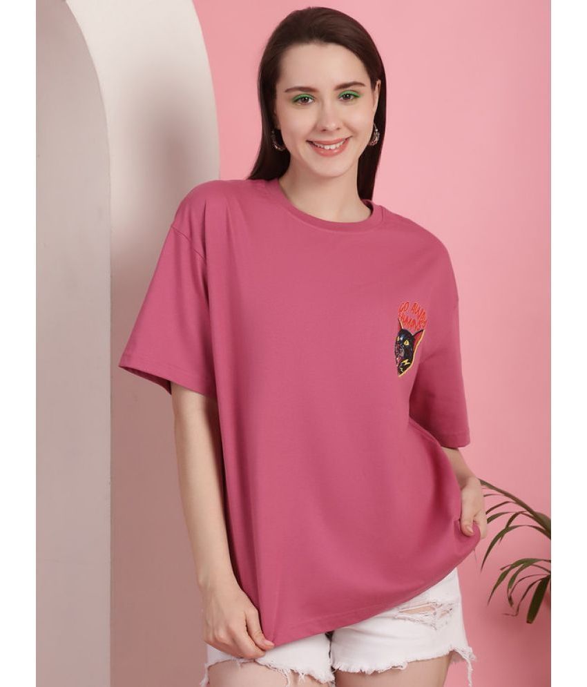     			Fabflee Pink Cotton Women's T-Shirt ( Pack of 1 )