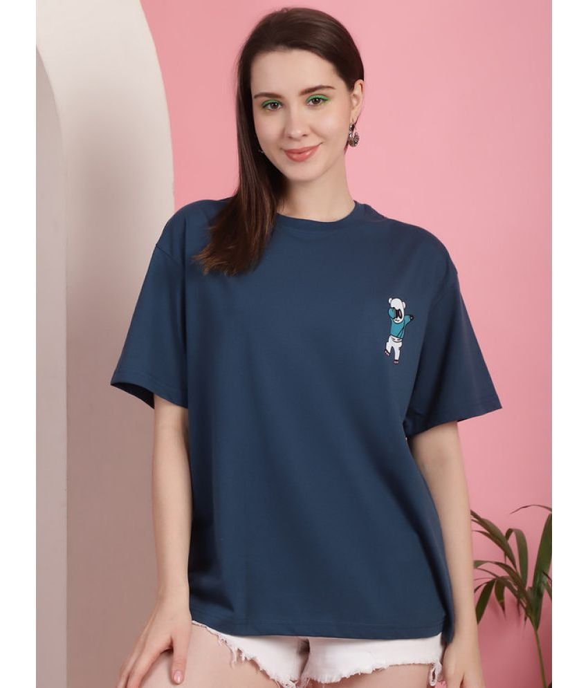     			Fabflee Turquoise Cotton Women's T-Shirt ( Pack of 1 )