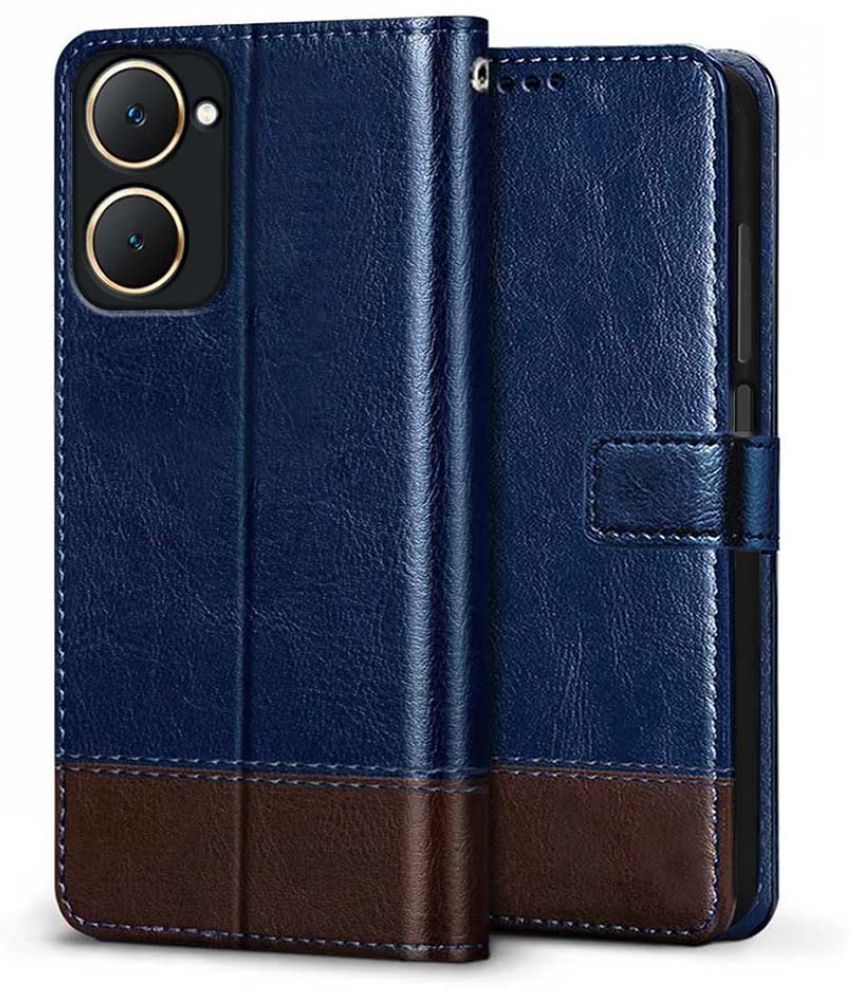     			Fashionury Blue Flip Cover Leather Compatible For Vivo Y18e ( Pack of 1 )