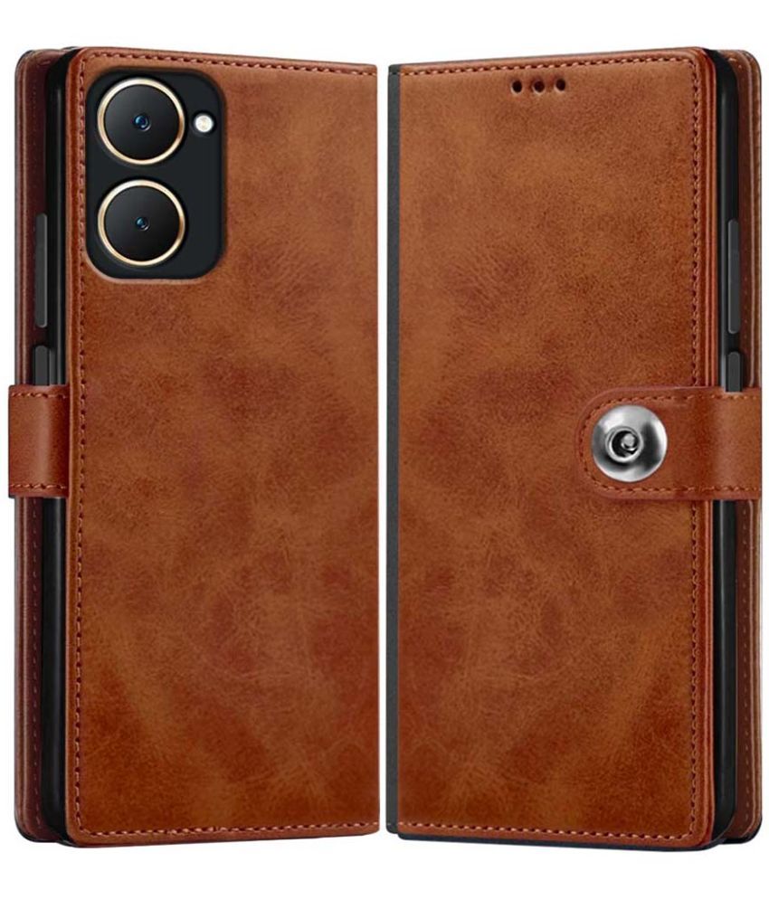     			Fashionury Brown Flip Cover Leather Compatible For Vivo Y18e ( Pack of 1 )