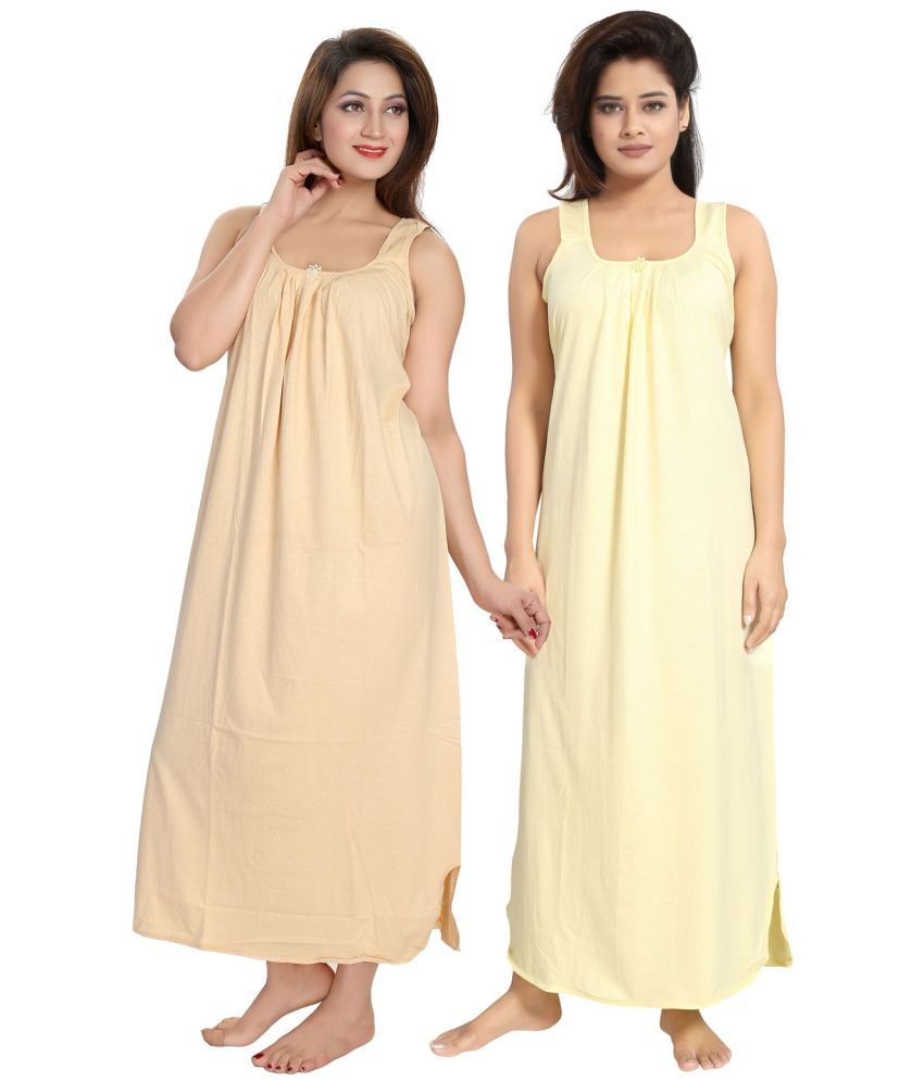     			INNER BEATS Multicolor Cotton Blend Women's Nightwear Night Dress ( Pack of 2 )