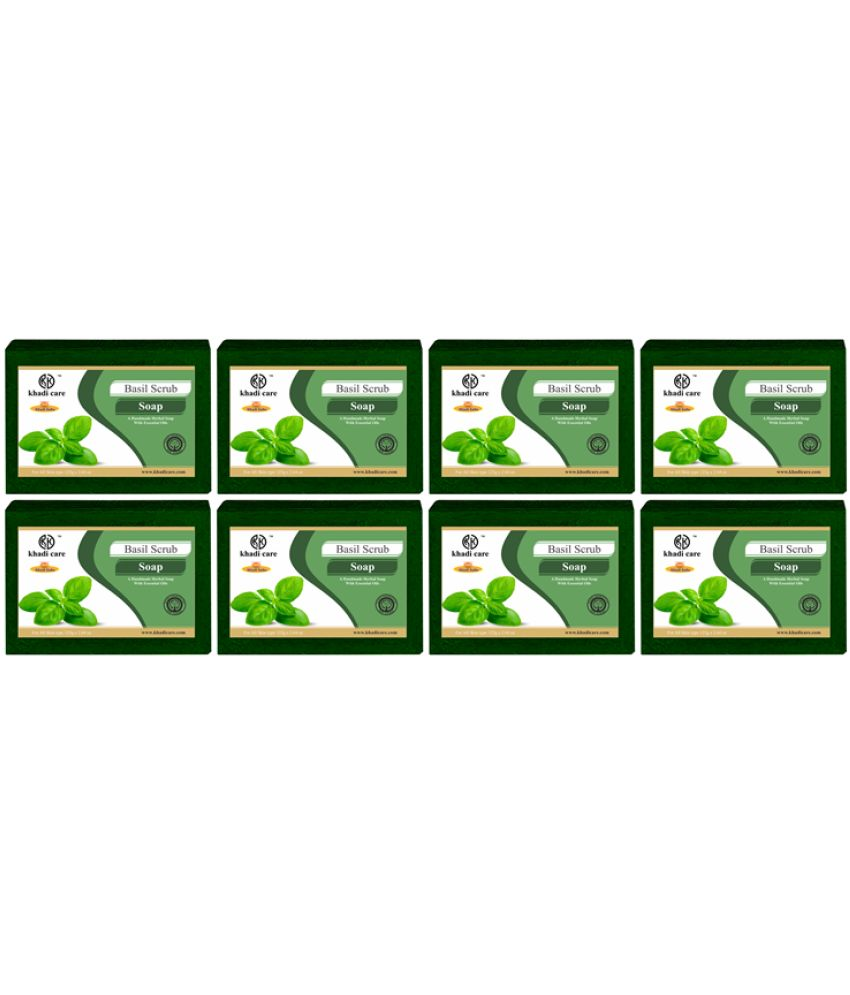     			Khadi Care Herbal Basil Scrub Soap (125g Each) Pack of 8