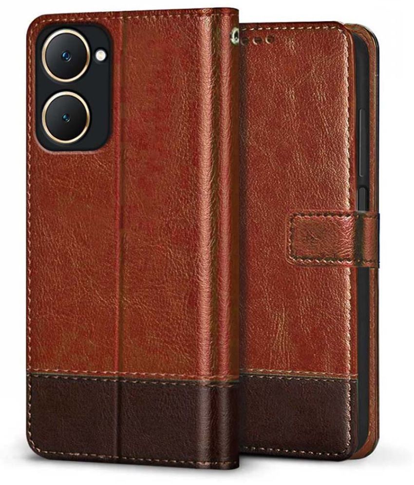     			NBOX Brown Flip Cover Leather Compatible For Vivo Y18 ( Pack of 1 )