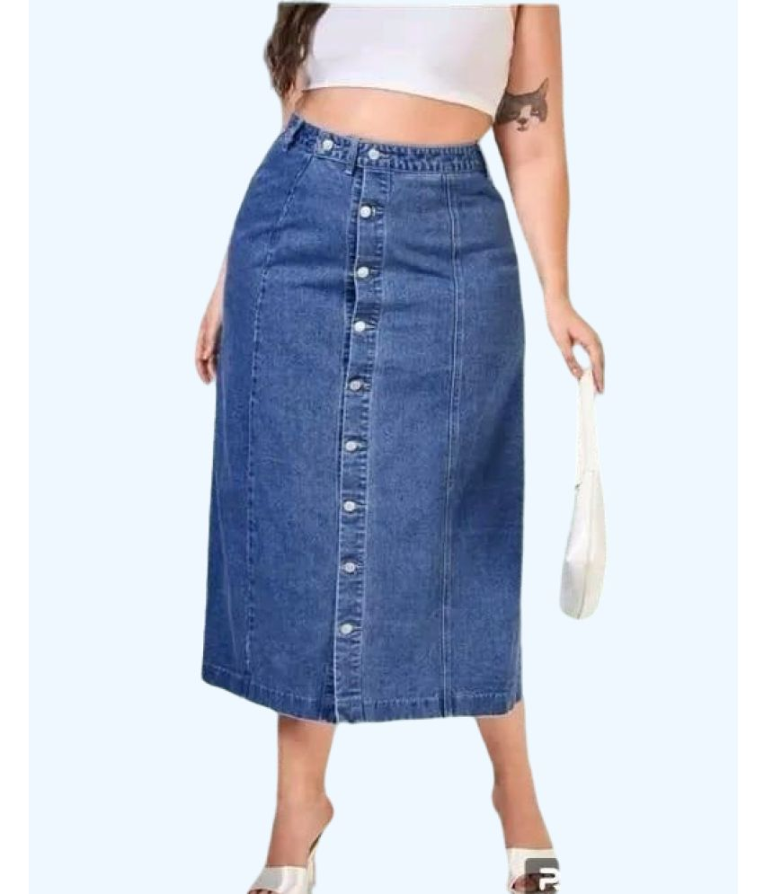     			PYC Blue Denim Women's A-Line Skirt ( Pack of 1 )