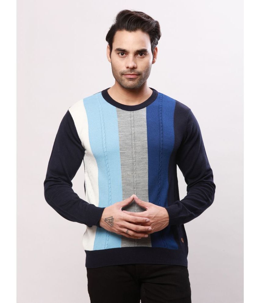     			Raymond Acrylic Round Neck Men's Full Sleeves Pullover Sweater - Blue ( Pack of 1 )