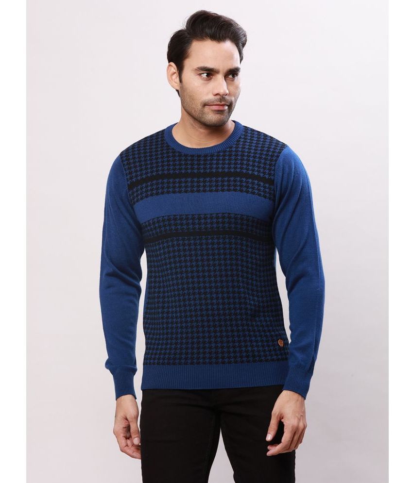     			Raymond Acrylic Round Neck Men's Full Sleeves Pullover Sweater - Blue ( Pack of 1 )