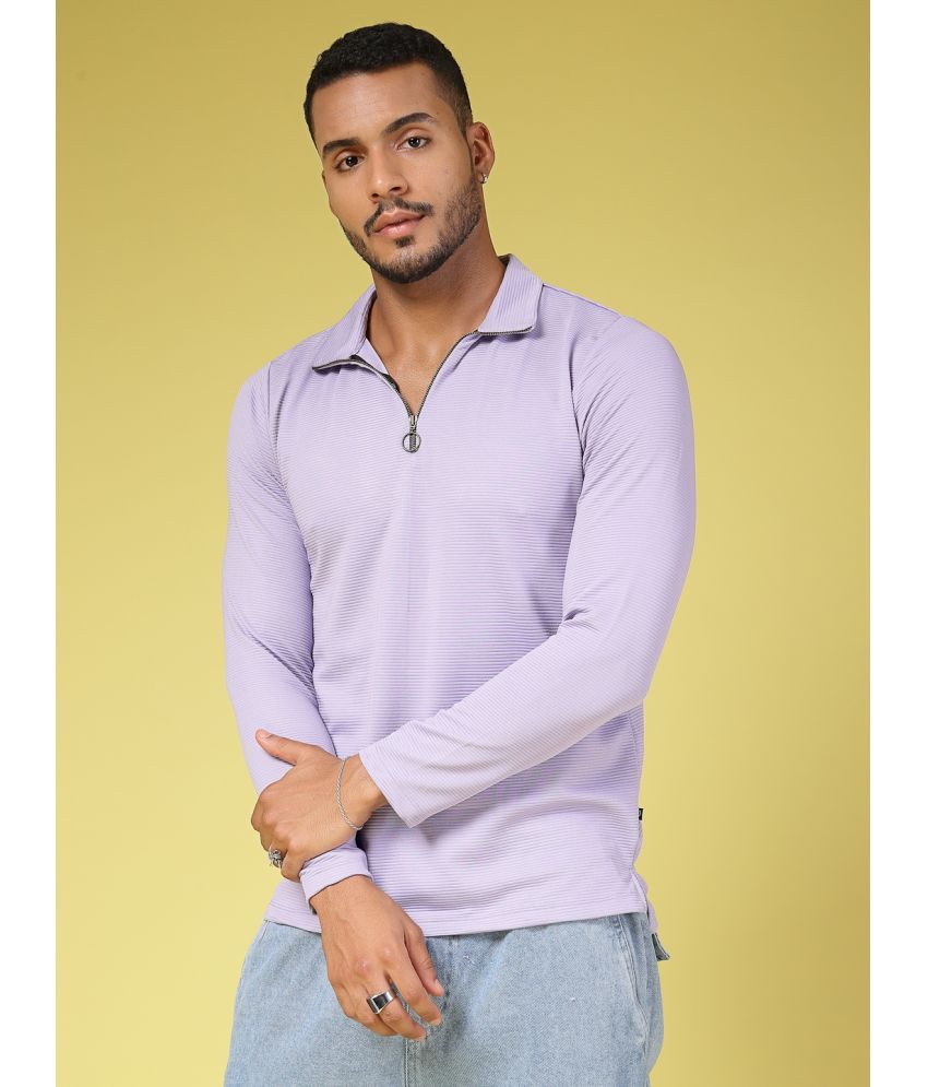     			Rigo Pack of 1 Polyester Slim Fit Striped Full Sleeves Men's Polo T Shirt ( Lavender )