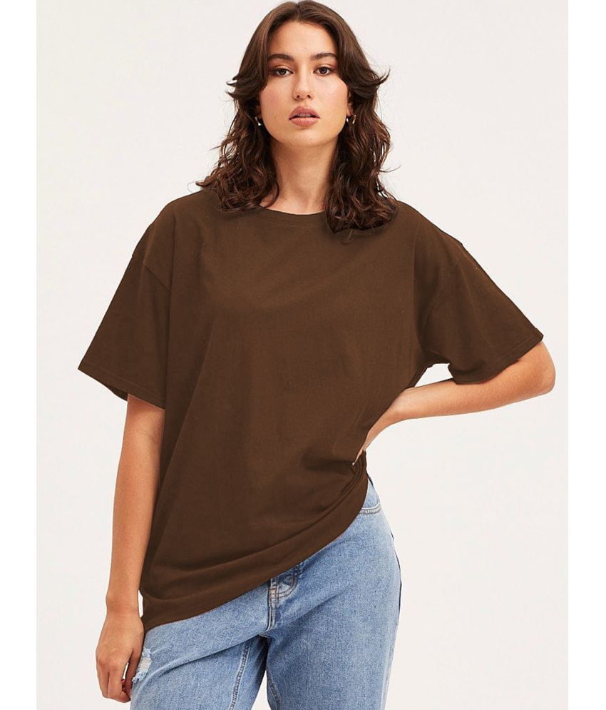     			VIOUR Brown Cotton Blend Women's T-Shirt ( Pack of 1 )