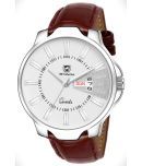 Om Collection Brown Leather Analog Men's Watch