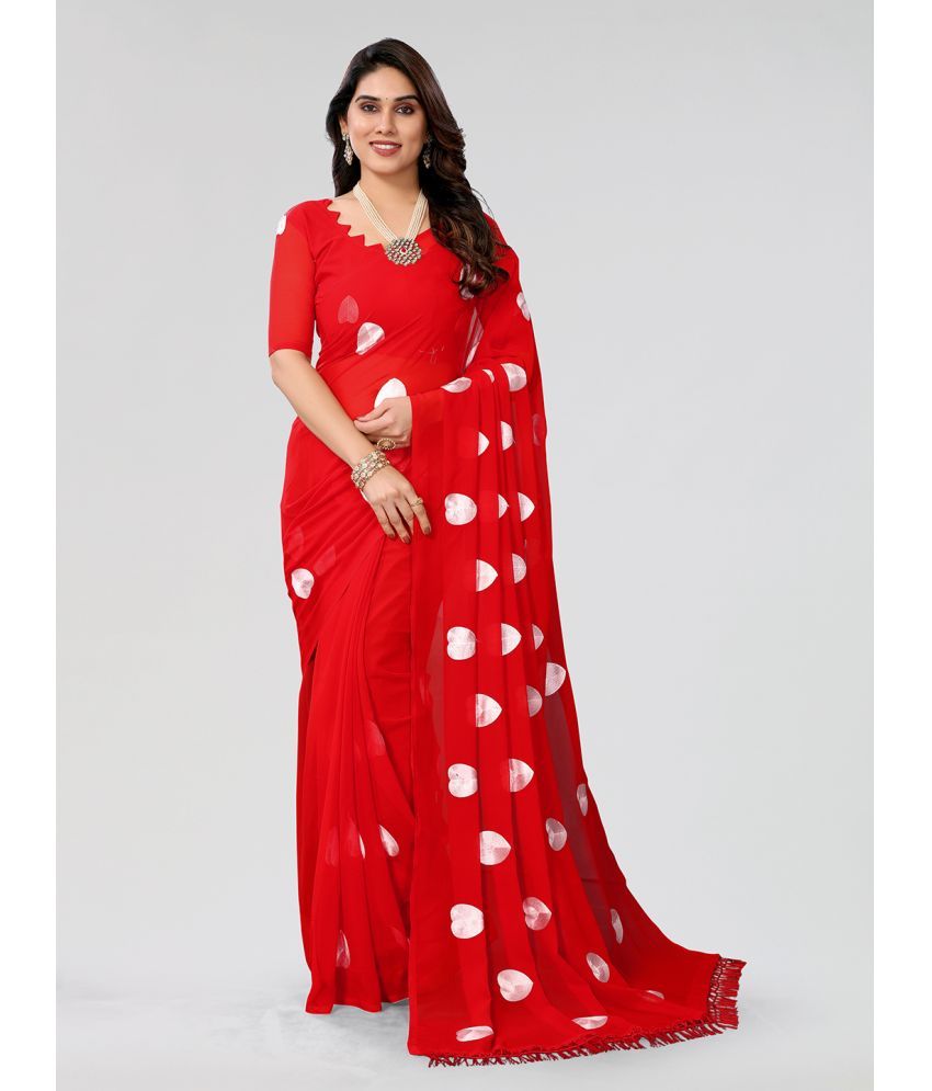     			ANAND SAREES Chiffon Printed Saree With Blouse Piece - Red ( Pack of 1 )