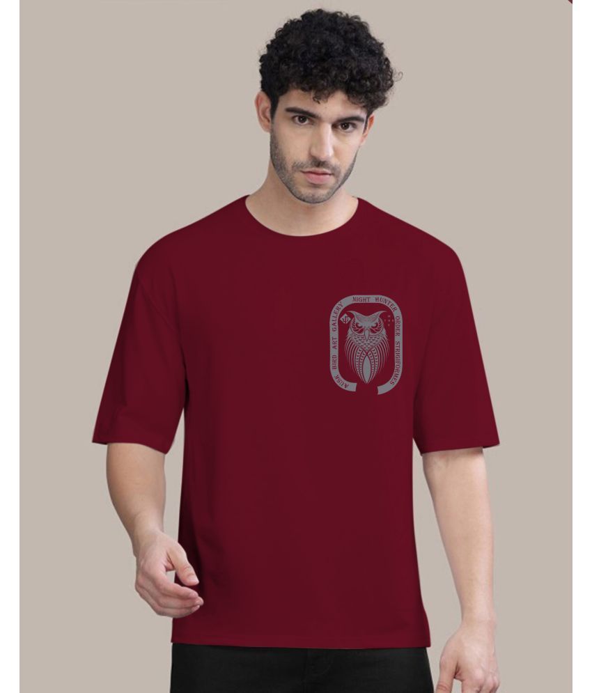     			AUSK Cotton Oversized Fit Printed Half Sleeves Men's T-Shirt - Maroon ( Pack of 1 )