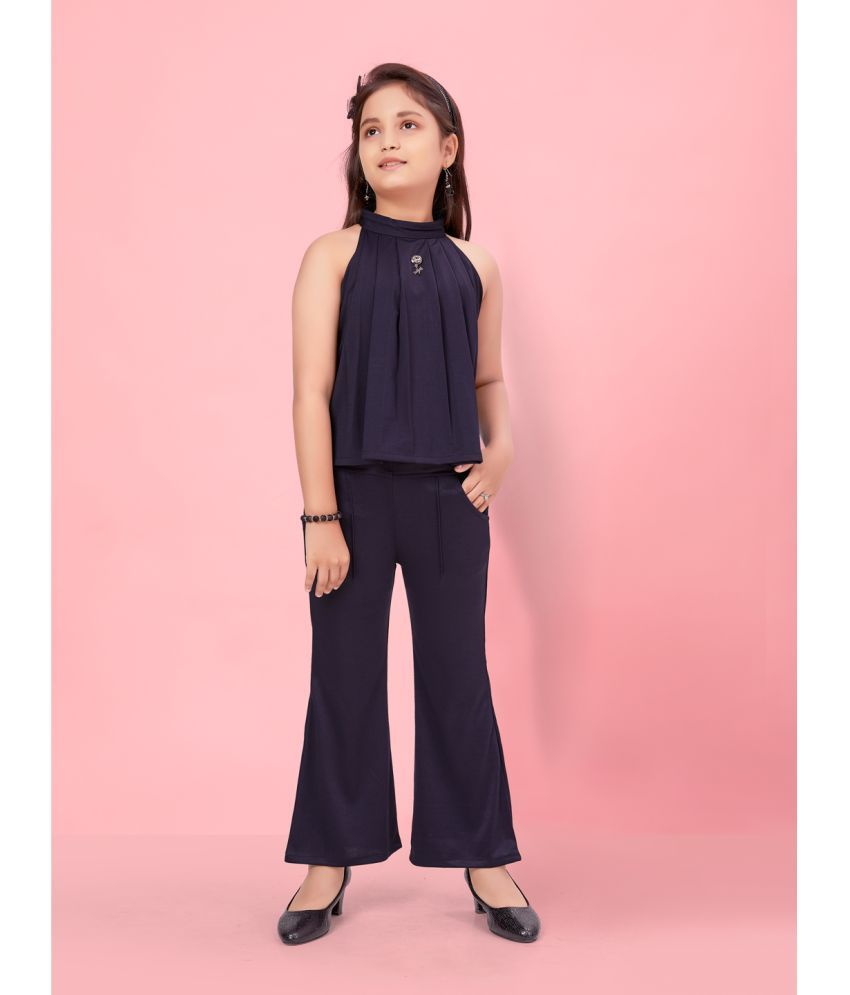     			Aarika Navy Cotton Blend Girls Top With Palazzo ( Pack of 1 )