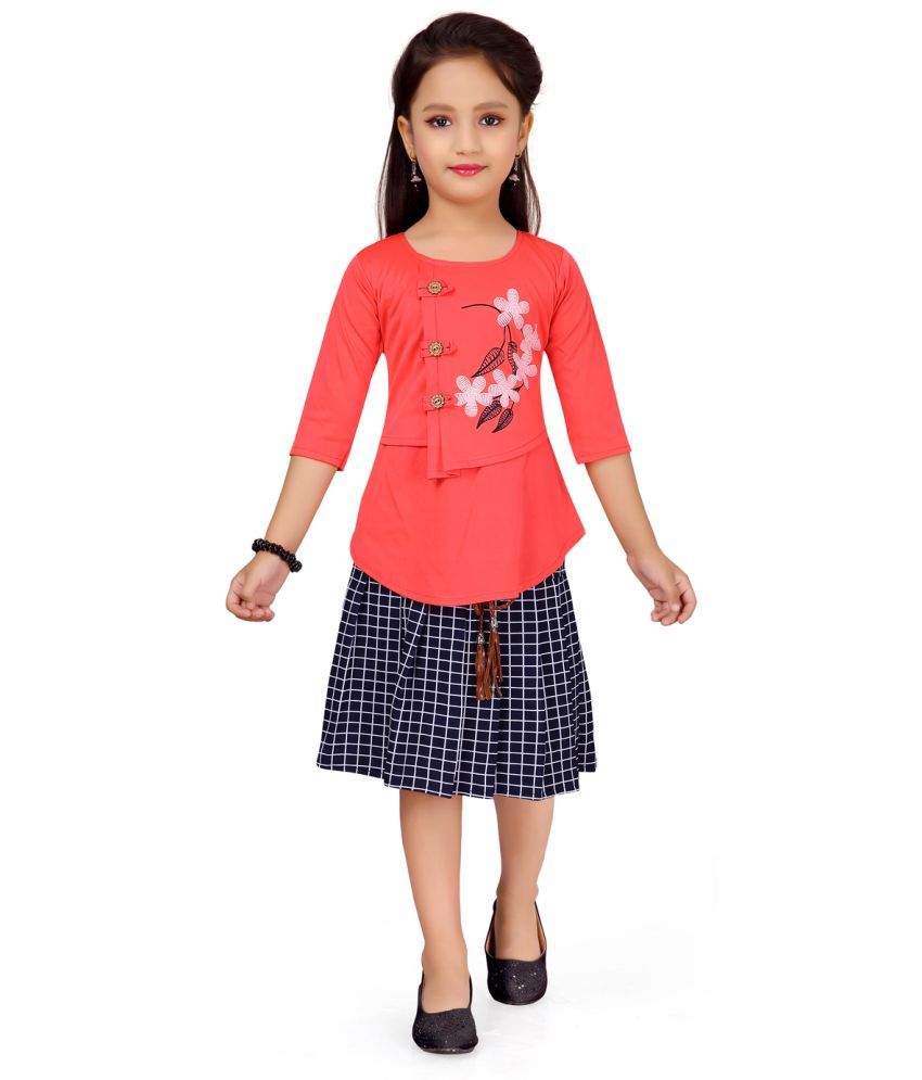     			Aarika Red Cotton Girls Top With Skirt ( Pack of 1 )